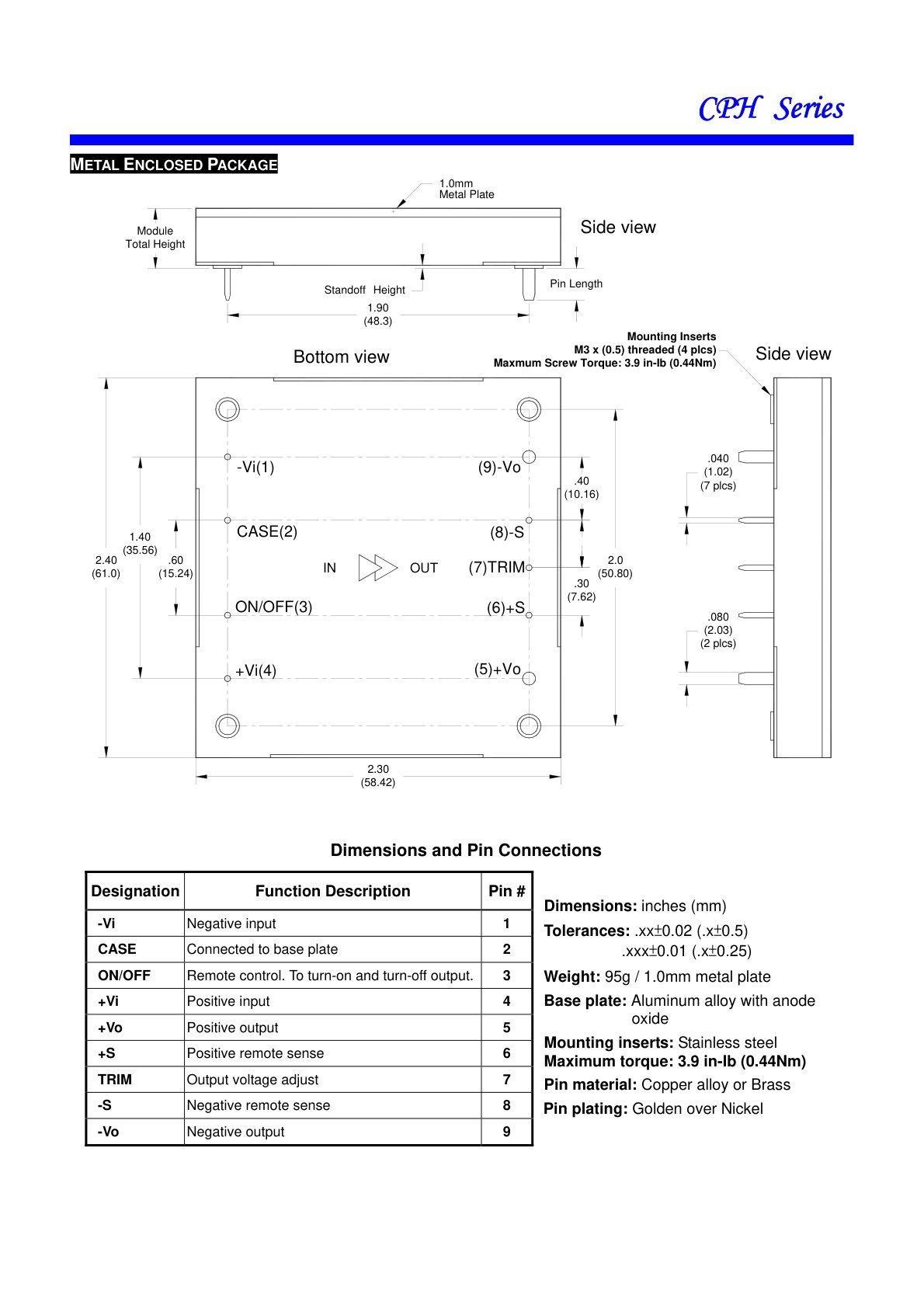 Metallic enclosure drawing