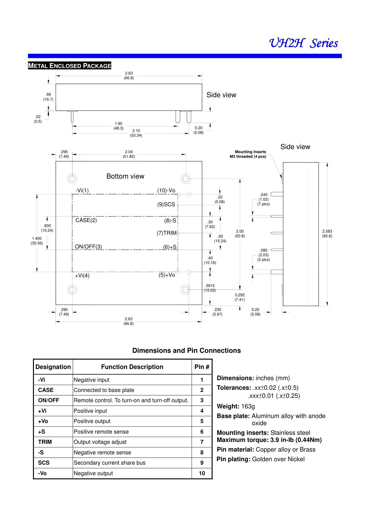 UH2H Mechanical Drawing